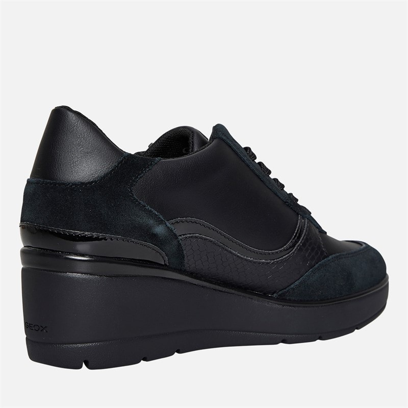 Womens Ilde Wedge Heel Zip Trainers Black - Image 5