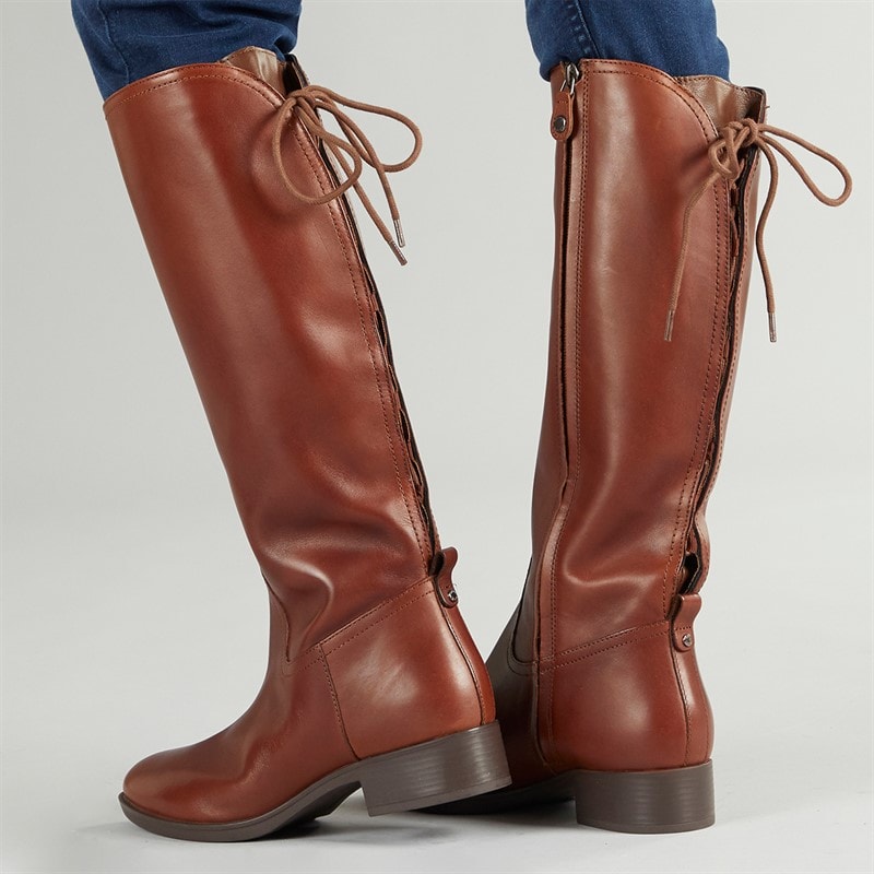 Womens Felicity Knee High Stretch Boots Brown - Image 5