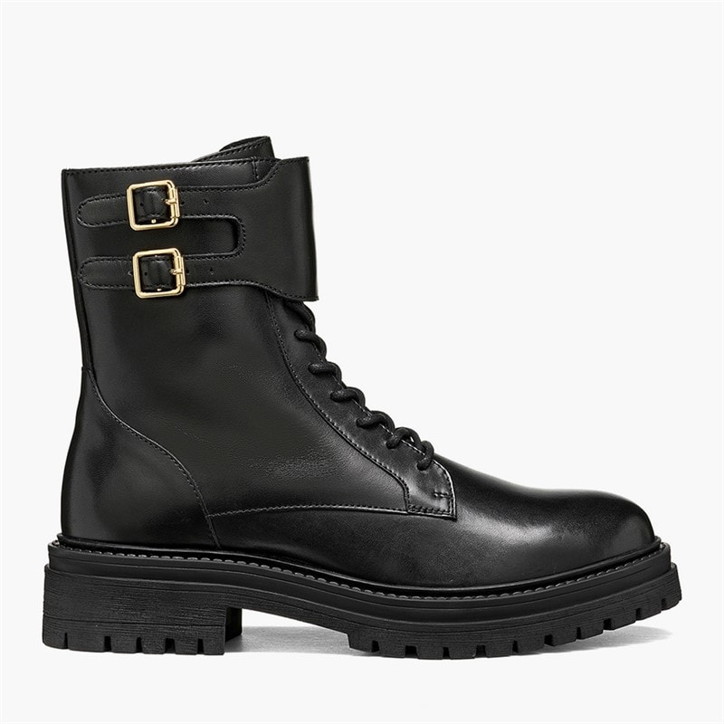 GEOX Womens Iridea Double Buckle Boots Black