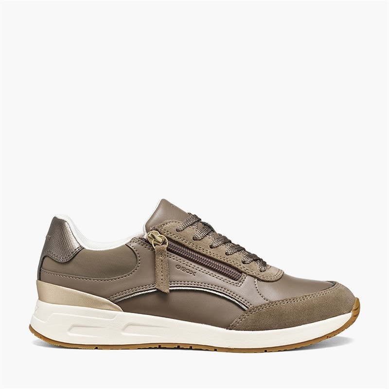 GEOX Womens Bulmya Side Zip Trainers Dove Grey
