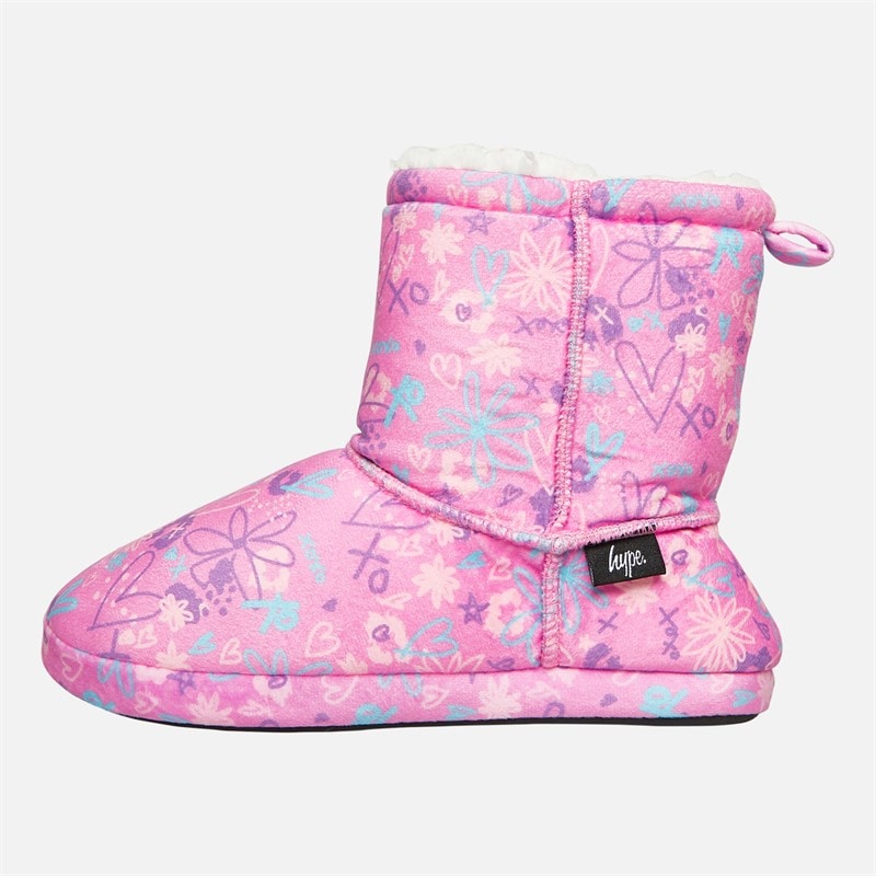 Hype Junior Girls Espara Bootee Slippers Pink - Image 2