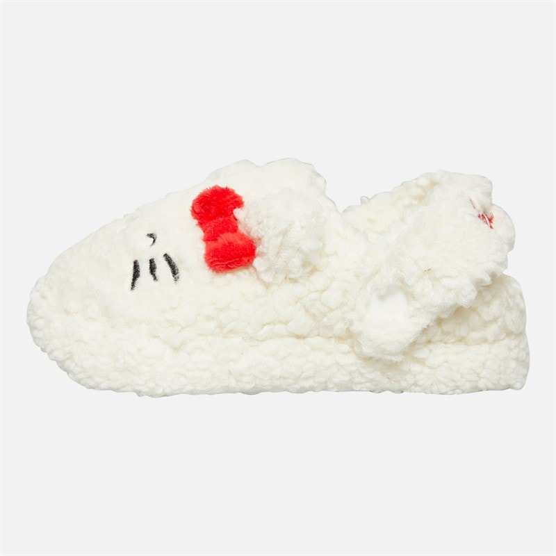 Girls White Borg Slippers White/Red - Image 2