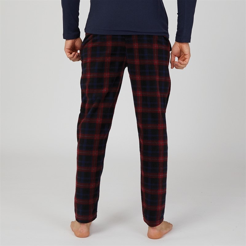 Mens Fleece Lounge Pants Black/Red - Image 2