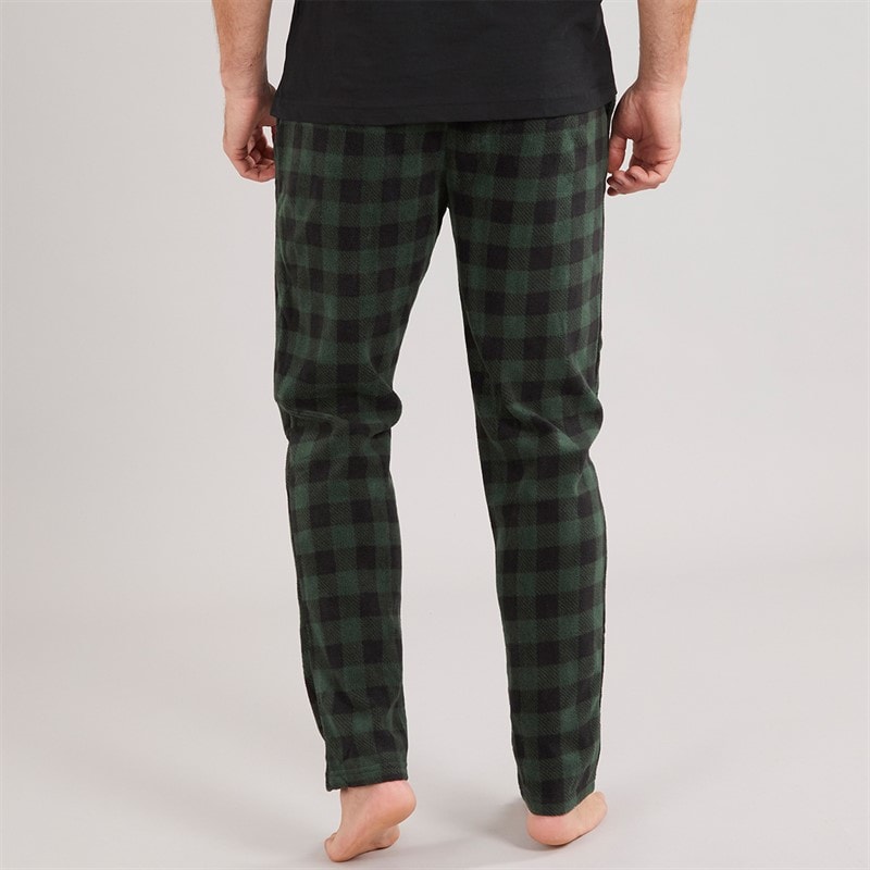 Mens Fleece Lounge Pants Green/Black - Image 2