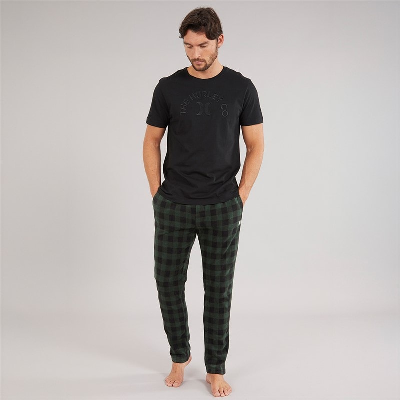 Mens Fleece Lounge Pants Green/Black - Image 3
