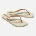Womens Power Glitter Flip Flops Ivory Glitter