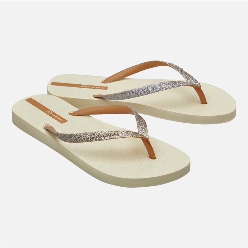 Ipanema Womens Power Glitter Flip Flops Ivory Glitter
