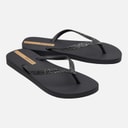 Womens Power Glitter Flip Flops Black Glitter