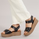 Womens Leeds Platform Sandals Black Dyecut