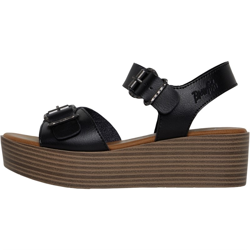 Womens Leeds Platform Sandals Black Dyecut - Image 2