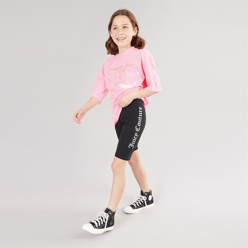 Girls Jersey T-Shirt And Cycling Shorts Set Summer Neon Pink - Image 4