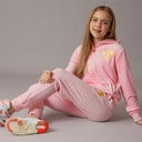 Girls Velour Heart Logo Tracksuit Almond Blossom