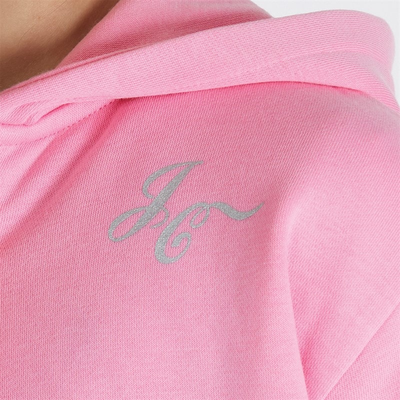 Girls Zip Through Hoodie And Wide Leg Joggers Set Sachet Pink - Image 3