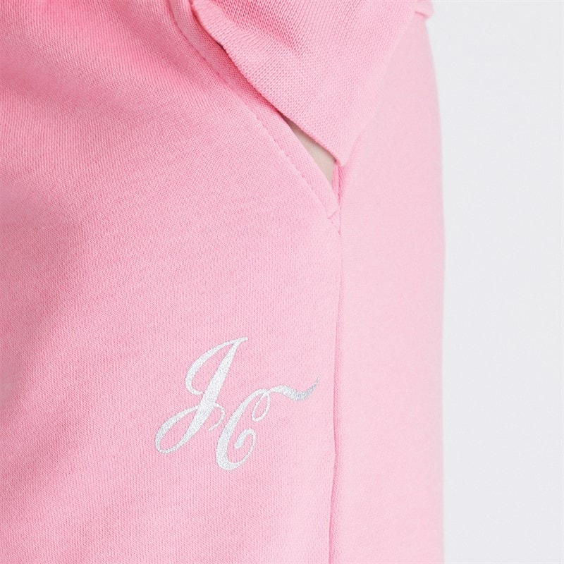 Girls Zip Through Hoodie And Wide Leg Joggers Set Sachet Pink - Image 5