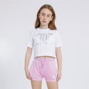 Girls Heart Boxy T-Shirt And Velour Shorts Co-Ord Set Pink Lavender