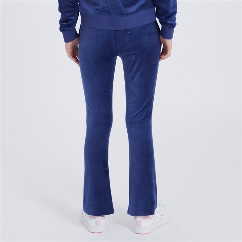 Girls Velour Wide Leg Joggers Blue Print - Image 2