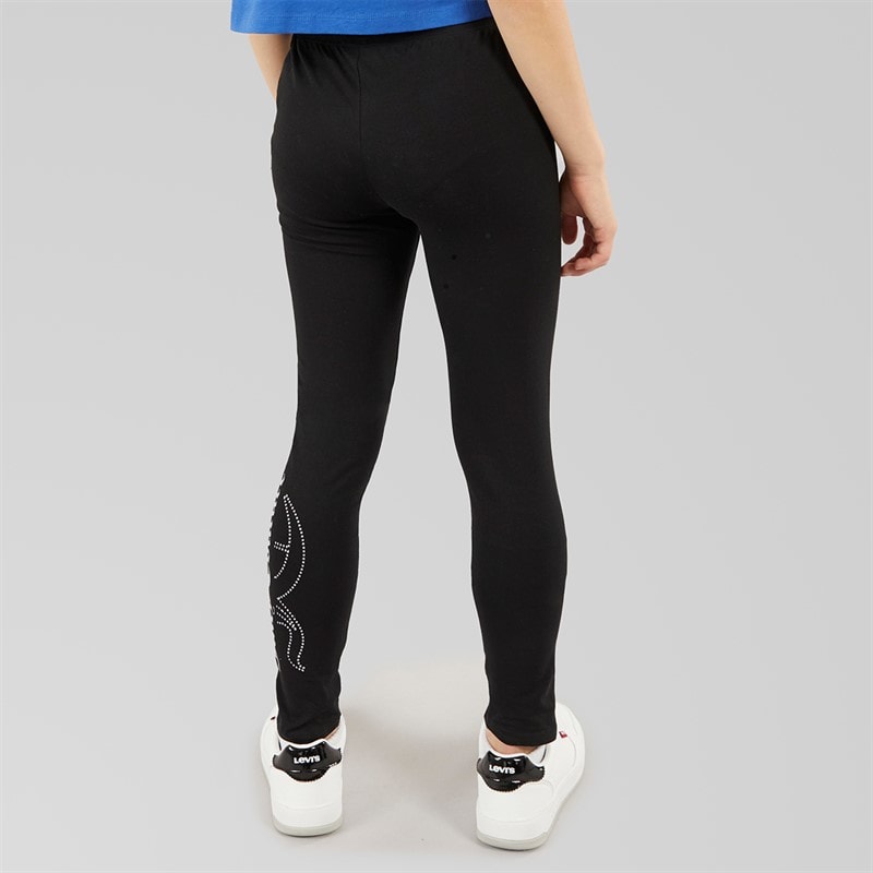 Girls Glitter Gel Logo Leggings Black - Image 2