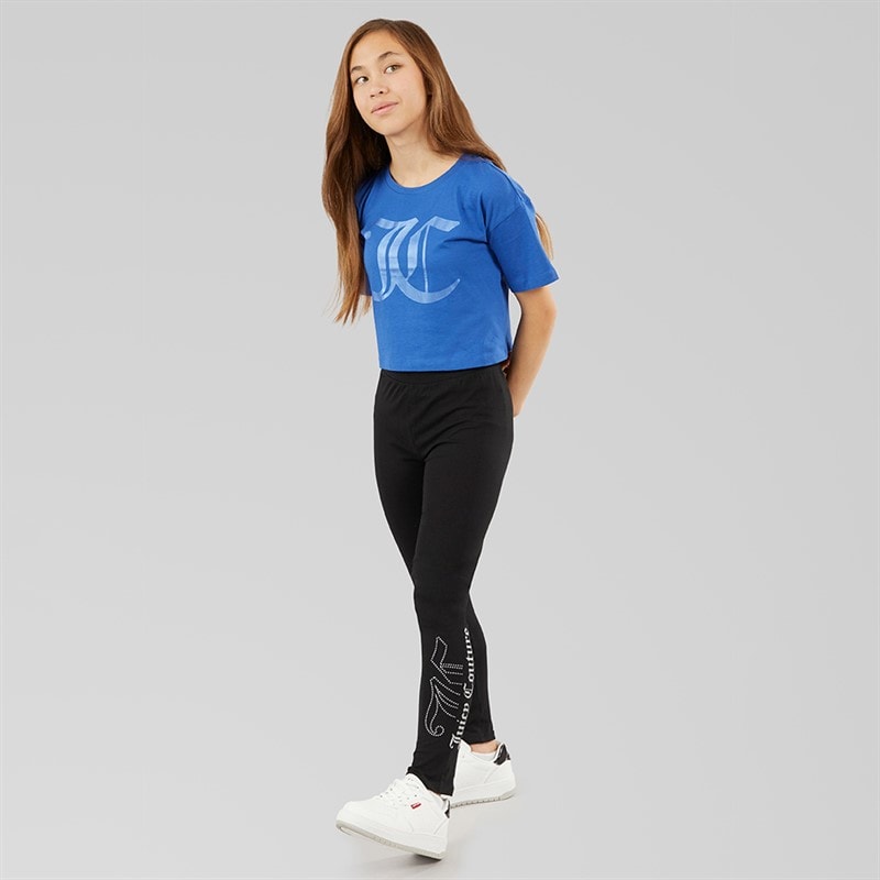Girls Glitter Gel Logo Leggings Black - Image 3