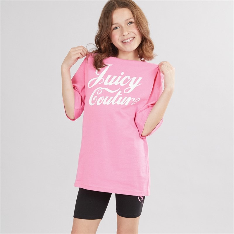 Girls Script Boyfriend T-Shirt And Cycling Shorts Set Black - Image 3