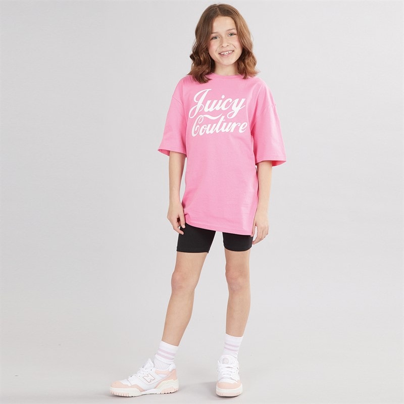 Girls Script Boyfriend T-Shirt And Cycling Shorts Set Black - Image 4