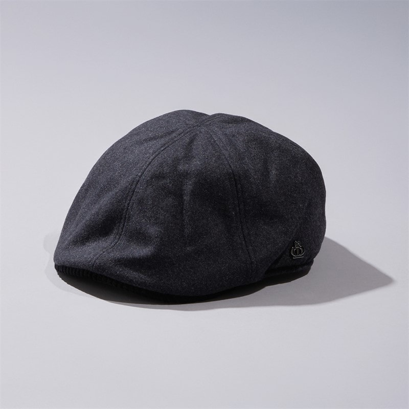 Jeff Banks Mens Fleece Lined Melton Flat Cap Charcoal