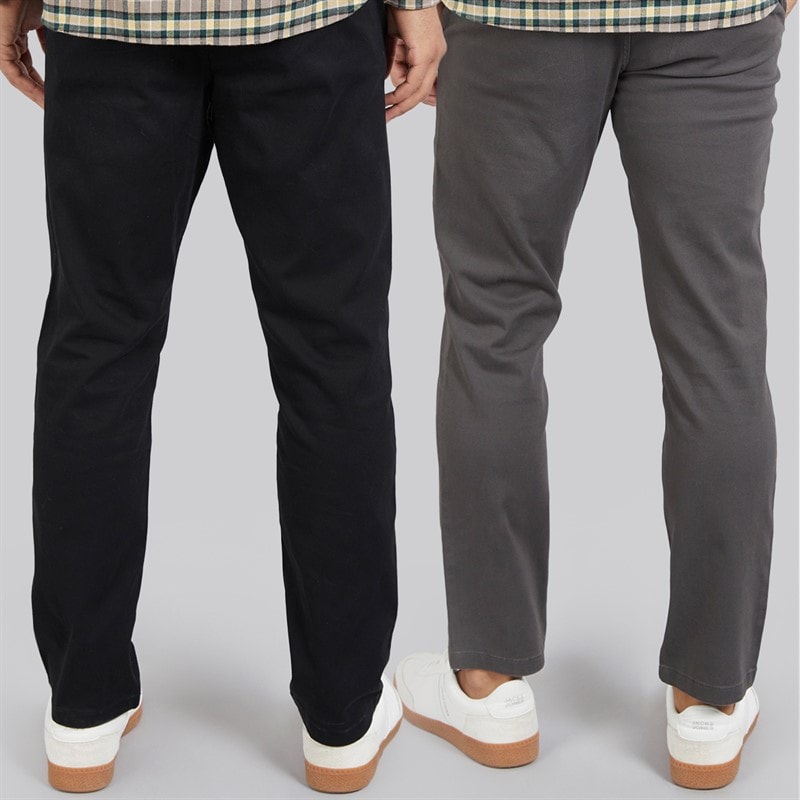 Mens Bolton Dean AKM Two Pack Chinos Dark Grey/Black - Image 2