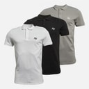 Mens Joseph Three Pack Polo Shirts White/Black/Grey