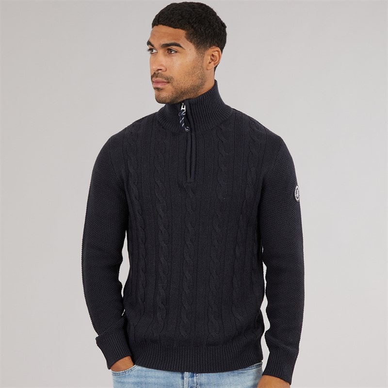 Mens Shane Knit Jumper Navy Blazer - Image 3