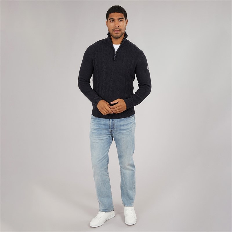 Mens Shane Knit Jumper Navy Blazer - Image 4