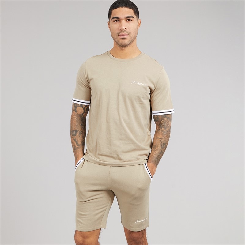 Mens Jaxon T-Shirt And Shorts Set Crockery - Image 1