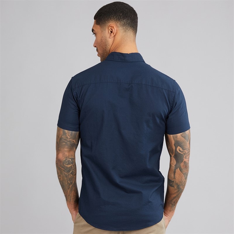 Mens Classic Short Sleeve Oxford Shirt Navy Blazer - Image 2