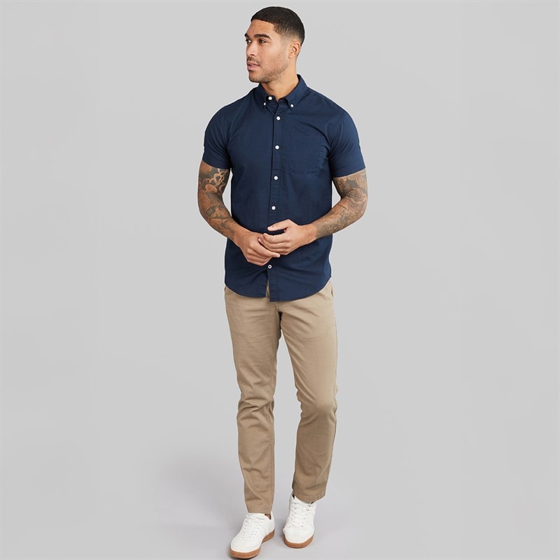 Mens Classic Short Sleeve Oxford Shirt Navy Blazer - Image 3