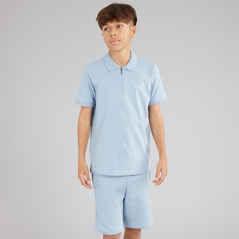 Boys Basic Zip T-Shirt And Shorts Set Ashley Blue - Image 3