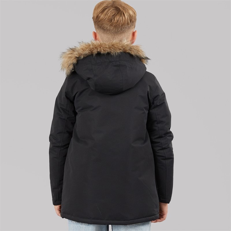 Boys Grand Parka With Detachable Fur Black - Image 2