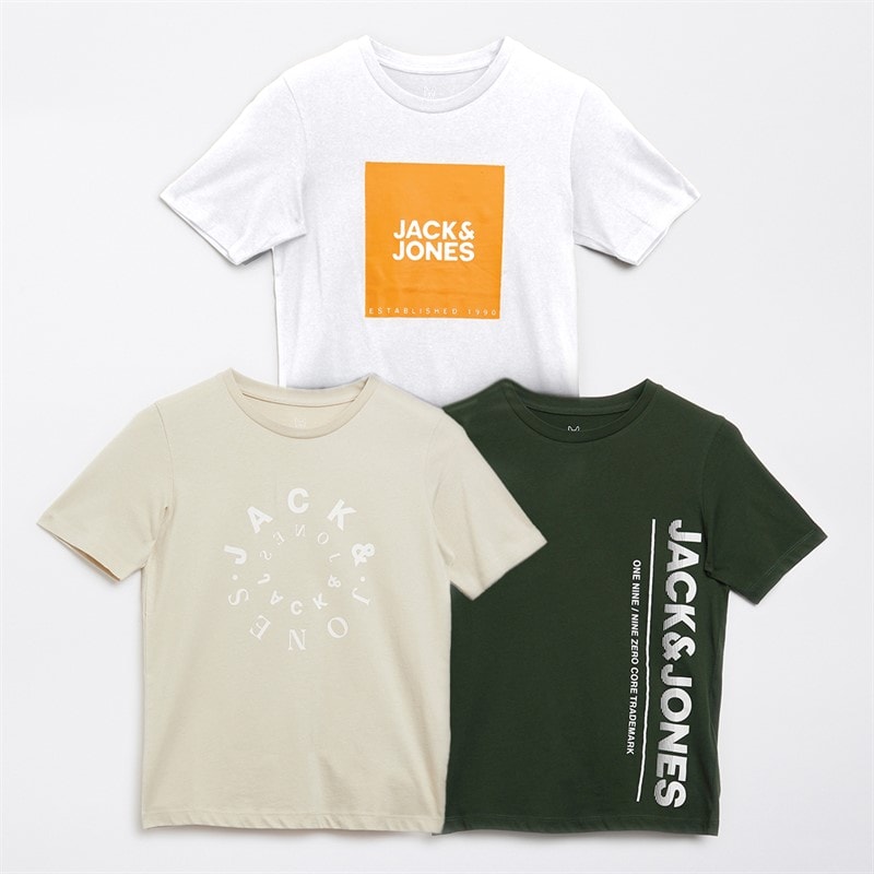 Boys Three Pack Jason T-Shirts Black Castlerock/Moonbeam/White - Image 1