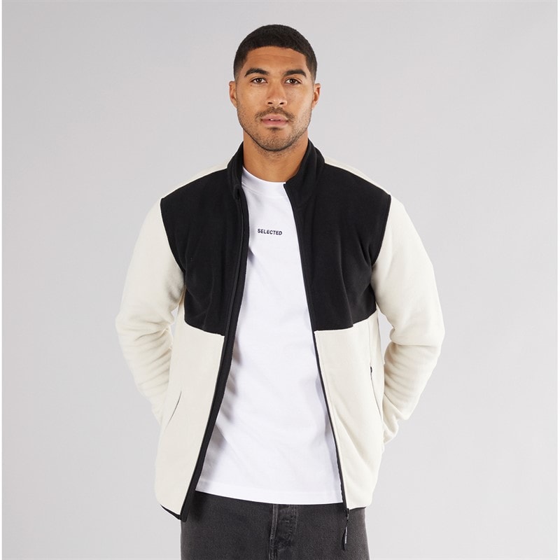 JACK & JONES Mens Flame Full Zip Fleece Moonbeam
