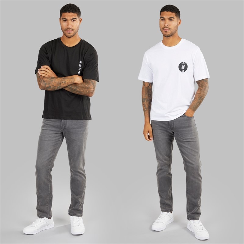 Mens Relaxed Fit Back Print Two Pack T-Shirts Black/White - Image 4