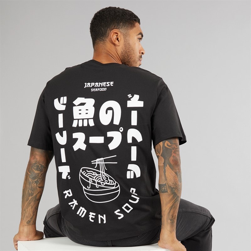 Mens Relaxed Fit Back Print Two Pack T-Shirts Black/White - Image 3