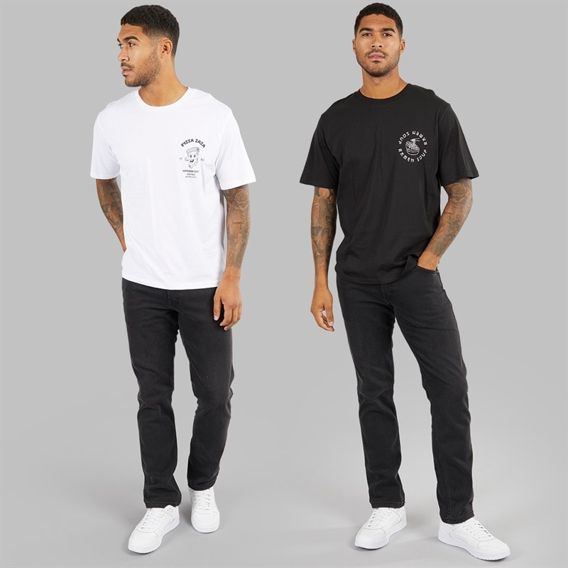 Mens Relaxed Fit Back Print Two Pack T-Shirts Black/White - Image 4