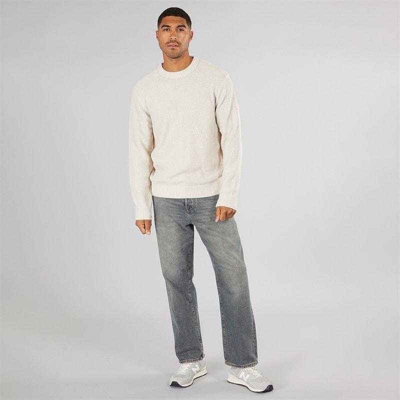 Mens Rice Knit Jumper Oatmeal - Image 4