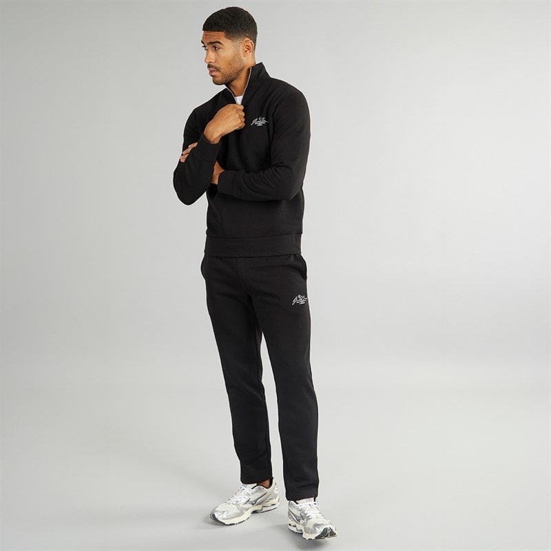 Mens Mountain Open Hem 1/4 Tracksuit Black - Image 4
