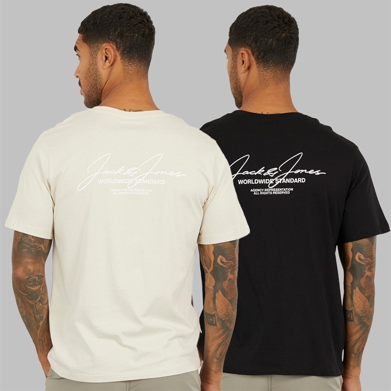 Mens Cover Script Two Pack Relaxed T-Shirts Black/Moonbeam - Image 2