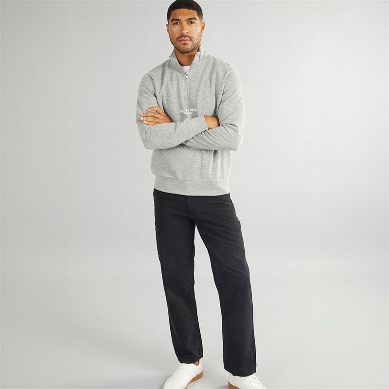 Mens Vesterbro 1/4 Zip Sweatshirt Light Grey Melange/Black - Image 3