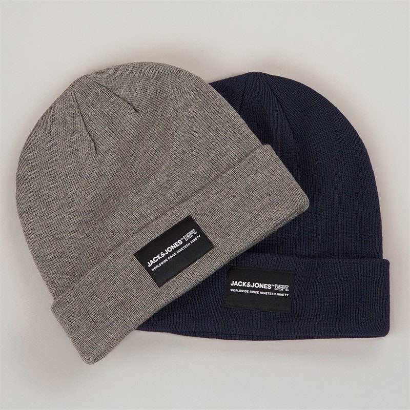 Mens Jacray Two Pack Beanie Navy Blazer/Grey Melange - Image 2