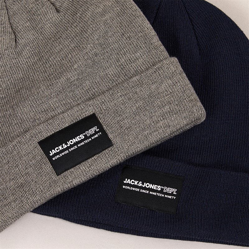 Mens Jacray Two Pack Beanie Navy Blazer/Grey Melange - Image 3