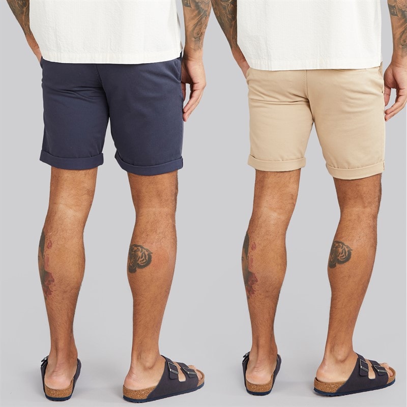 Mens JJ Dave Two Pack Chino Shorts Navy/White Peppper - Image 2