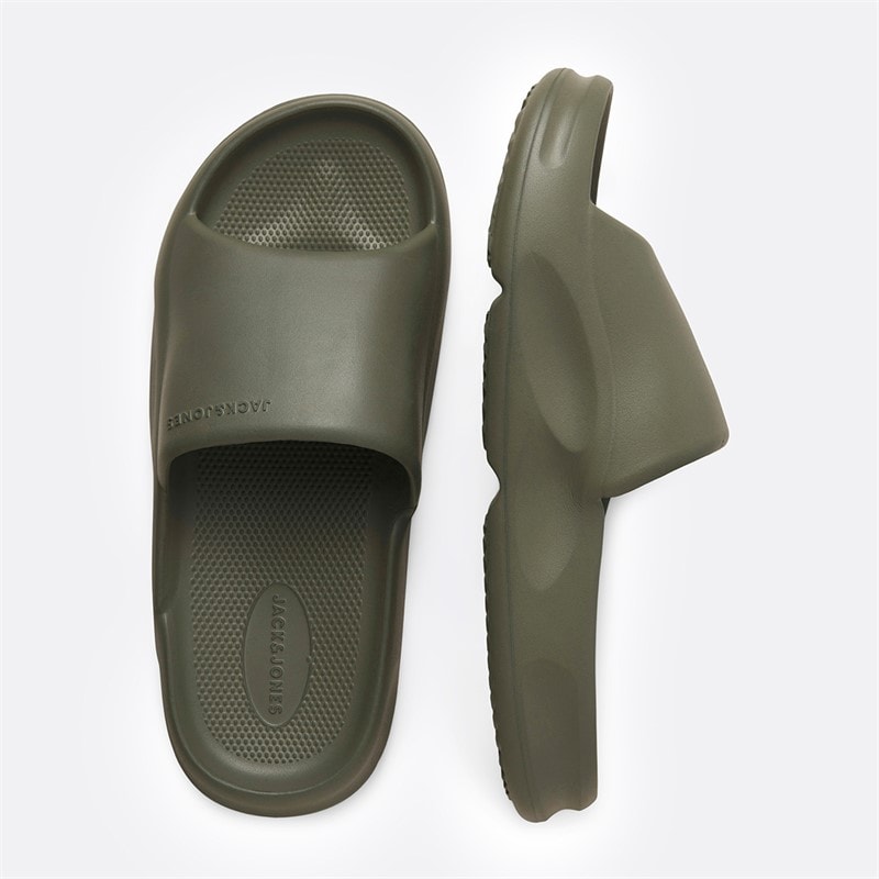 Mens Vienna Moulded Sliders Olive Night - Image 2