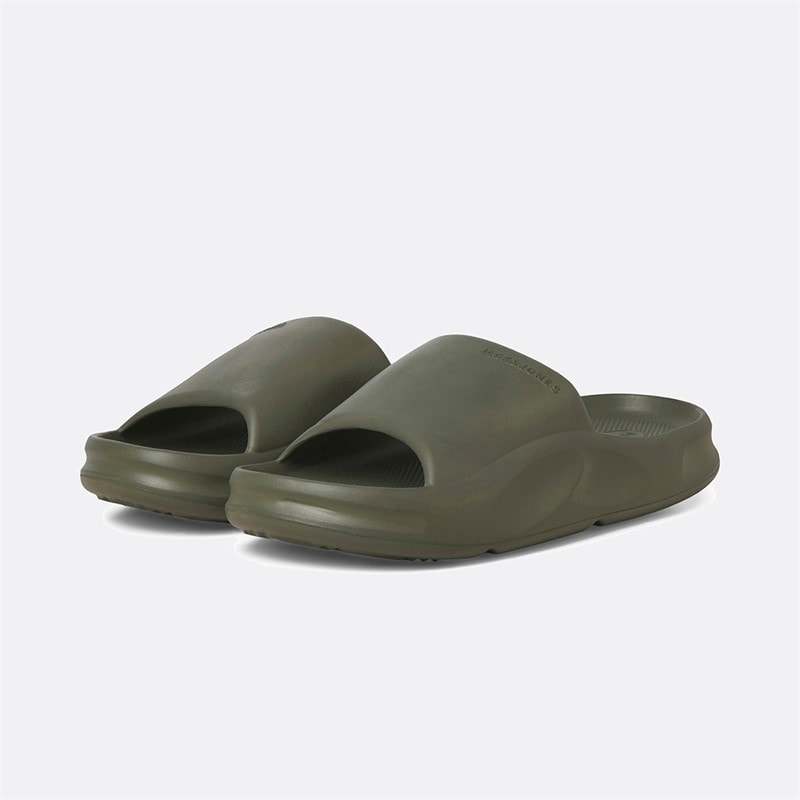 Mens Vienna Moulded Sliders Olive Night - Image 3