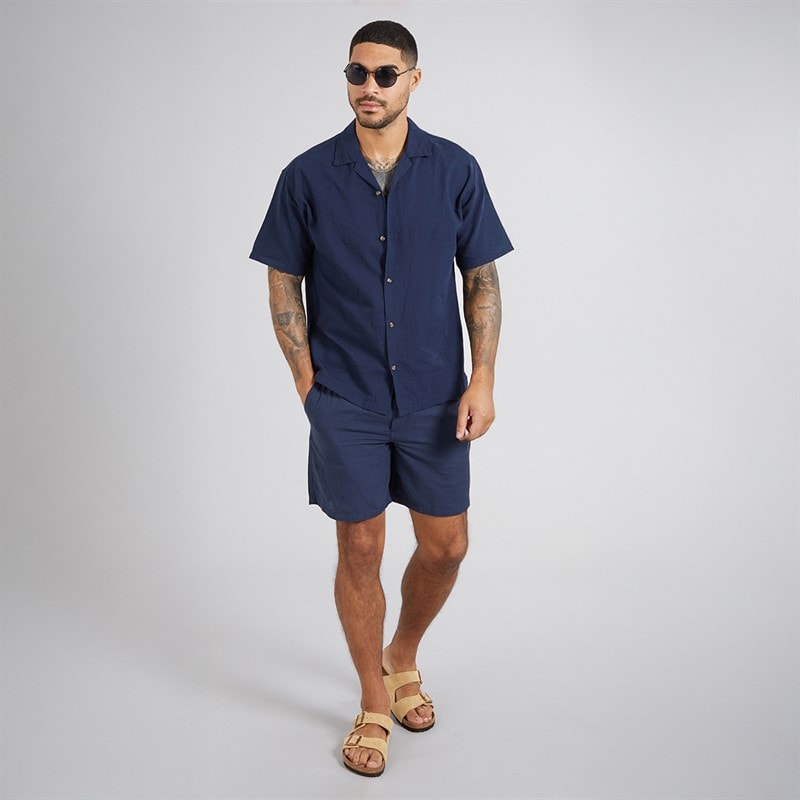Mens Summer Resort Short Sleeve Shirt Navy Blazer - Image 3