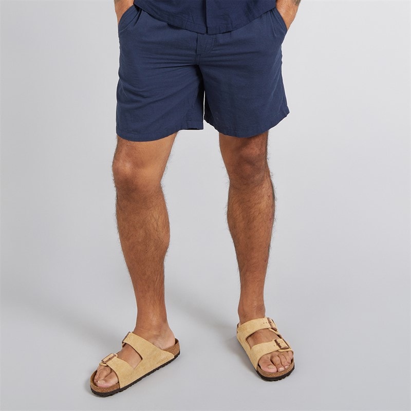 Mens Jaiden Linen Blend Shorts Navy Blazer - Image 1